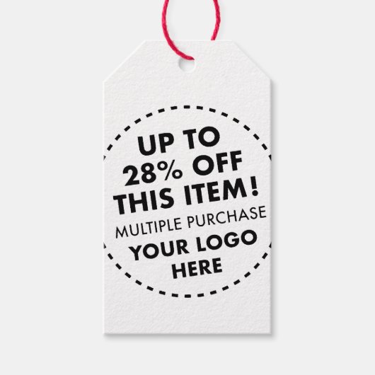 特注 28%オフ まとめ買い 割引 赤い紐 白 ギフトタグ (正面)