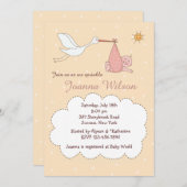 特産のベビーガールスプリンクル招待状 招待状 (正面/裏面)