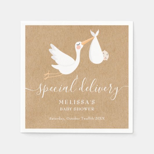 特産コウノトリの赤ちゃんシャワー スタンダードカクテルナプキン (正面)