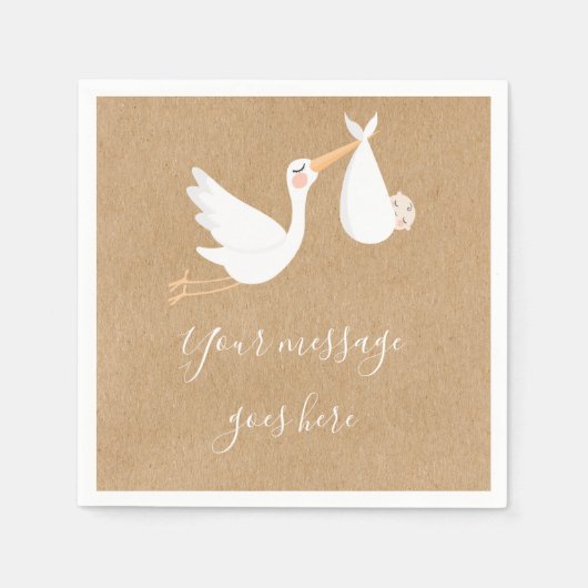 特産コウノトリの赤ちゃんシャワー スタンダードカクテルナプキン (正面)