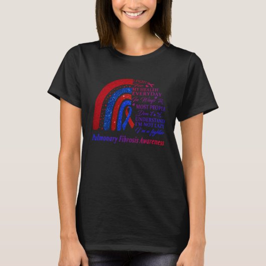 特発性肺線維症の啓発 Blue & Red を着用します Tシャツ (正面)