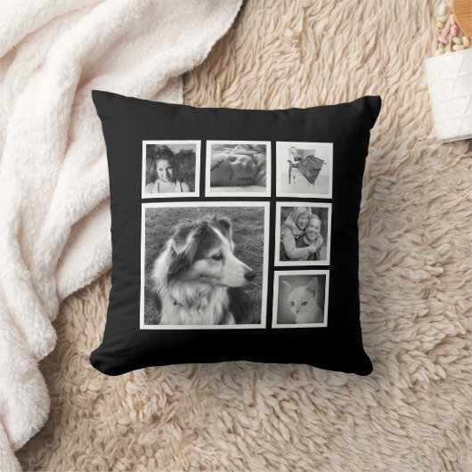 特色にされたイメージのInstagramの家族写真のコラージュ クッション (ブランケット)