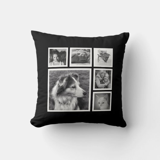 特色にされたイメージのInstagramの家族写真のコラージュ クッション (正面)