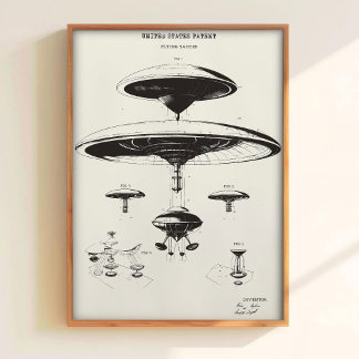 特許の壁のアート UFOポスター 宇宙船アート ビンテージ ポスター