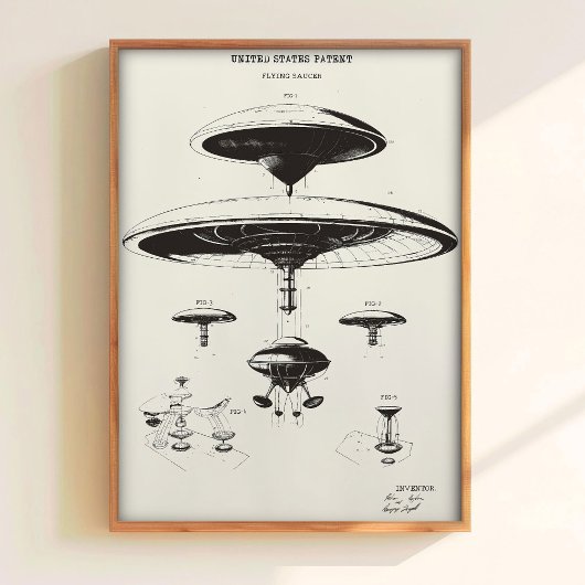 特許の壁のアート UFOポスター 宇宙船アート ビンテージ ポスター
