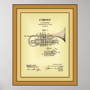 特許スケッチ~ F. A. Buesoher ~ Cornet ~ ポスター