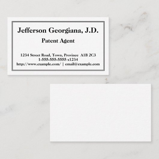 特許伝統的代理業者名刺 名刺 (正面/裏面)