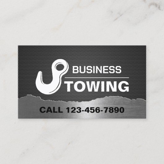 牽引サービス牽引フックのロゴプロフェッショナルメタル 名刺 (正面)