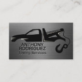 牽引トラックのロゴ | 金属ブラシ 名刺 (正面)