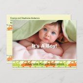 牽引トラックの男の赤ちゃん発表 案内ポストカード (正面/裏面)