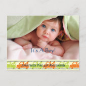 牽引トラックの男の赤ちゃん発表 案内ポストカード (正面)