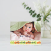 牽引トラックの男の赤ちゃん発表 案内ポストカード (スタンド正面)