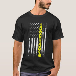 牽引トラックドライバー薄い黄色のラインUsaフラグ牽引 Tシャツ