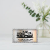 牽引トラック車両 |金属の背景 名刺 (スタンド正面)