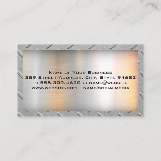 牽引トラック車両 |金属の背景 名刺 (裏面)