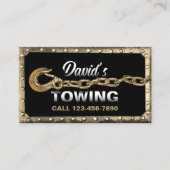 牽引トラック車牽引サービス金ゴールド枠 名刺 (正面)