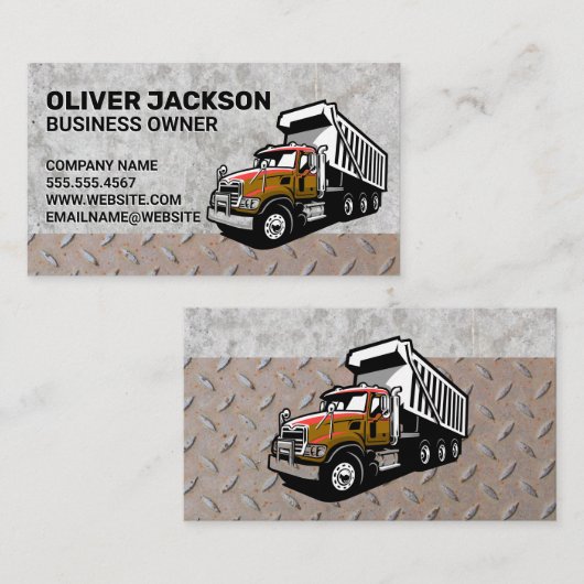 牽引トラック |コンクリート鋼 |トラックをダンプ 名刺 (正面/裏面)