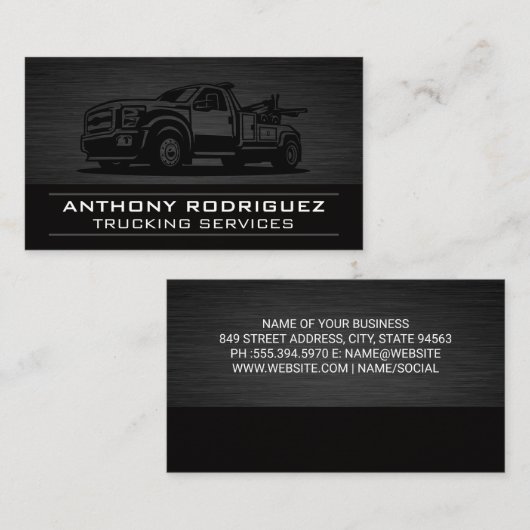 牽引トラック | ブラックメタル背景 名刺 (正面/裏面)