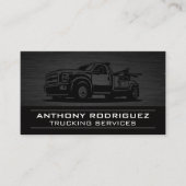牽引トラック | ブラックメタル背景 名刺 (正面)