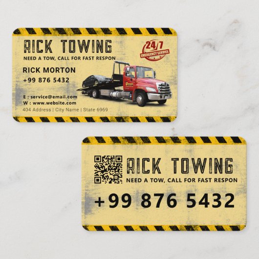 牽引モダン業務 |黄色 名刺 (正面/裏面)