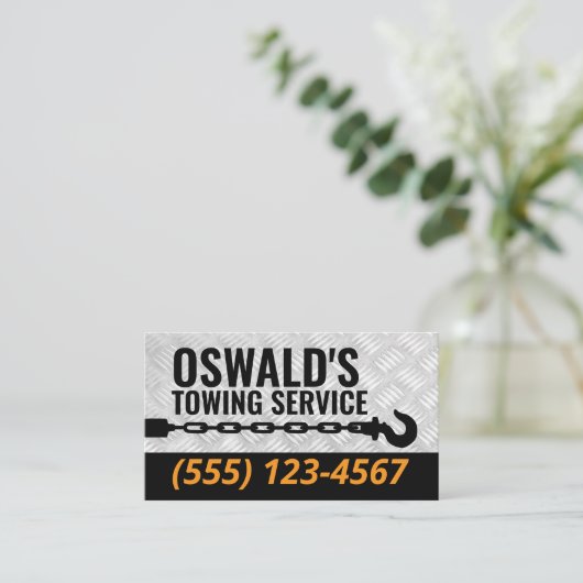 牽引会社メタルプロフェッショナル牽引フック 名刺 (スタンド正面)