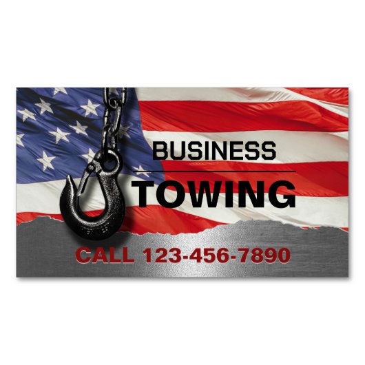 牽引会社愛国金属トウトラックフック マグネット名刺 (正面)