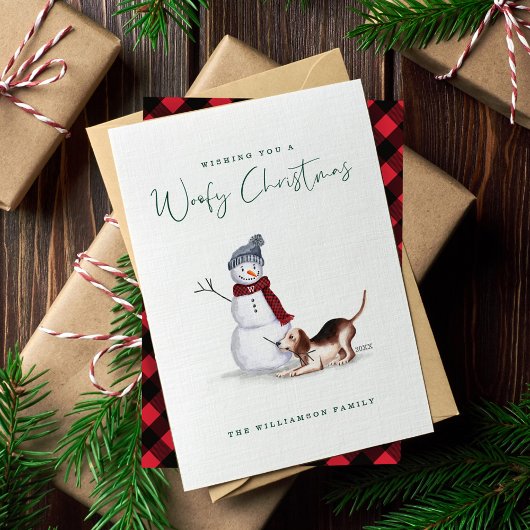 犬いけな水色ビーグル遊ズ雪だるま シーズンカード