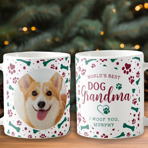 犬おばあちゃんグランドドッグカスタムペットフォトクリスマス コーヒーマグカップ