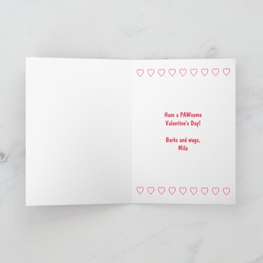 犬おもしろいからのバレンタインデーのカード カード (内部)