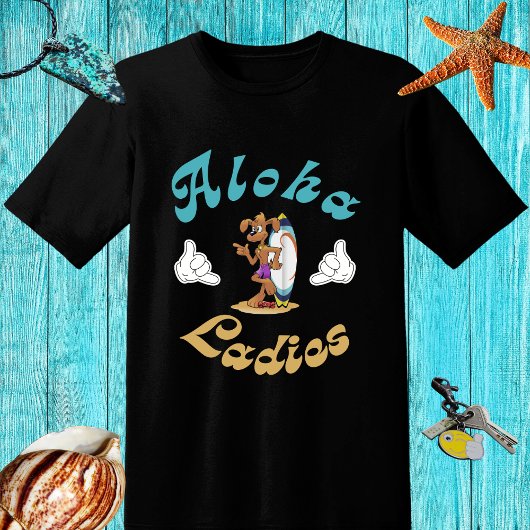 犬おもしろいとレトロなサーフデザイン – アロハ Tシャツ