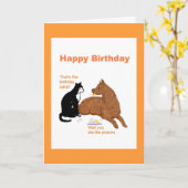 犬おもしろいと猫の誕生日カード。 カード (黄色い花)