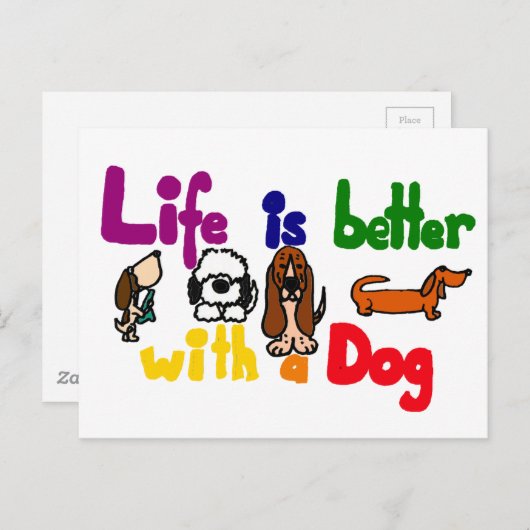 犬おもしろいのアートで人生は良い ポストカード (正面/裏面)