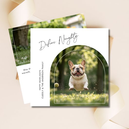 犬おもしろいのクリスマいけなスアーチ写真を定義 シーズンカード