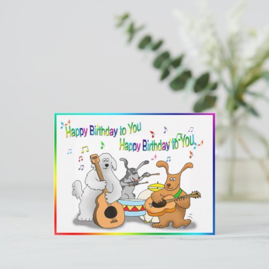 犬おもしろいのハッピーバースデーカー遊ド ポストカード (スタンド正面)