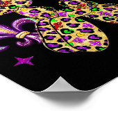 犬おもしろいのマルディグラスヒョウデザインのように歩く ポスター (角)