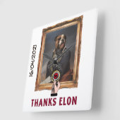 犬おもしろいの服を着絵画た犬 スクエア壁時計 (傾斜)