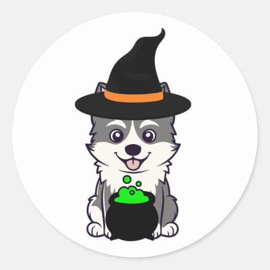 犬おもしろいの毛は魔女 ラウンドシール (正面)