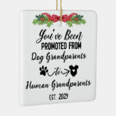 犬おもしろいの祖父母の妊娠の発表 セラミックオーナメント (右)