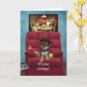 犬おもしろいの誕生日カード カード (黄色い花)