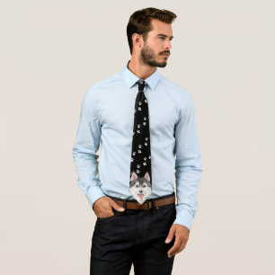 犬おもしろいの足のステップとハスキーのネクタイPet Black Tie ネクタイ