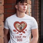 犬おもしろいのTシャツが大好き Tシャツ<br><div class="desc">ペットおもしろいの飼い主tシャツはことわざ「私は犬が大好き」をテーマに、愛ハートの形をした犬の写真と小さな赤いハートの散らばった写真を添えている。</div>