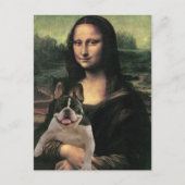 犬おもしろいを抱えたモナ・リサ ポストカード (正面)