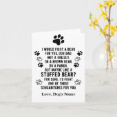 犬おもしろいパーソナライズされたのパパに熊と戦う カード (黄色い花)