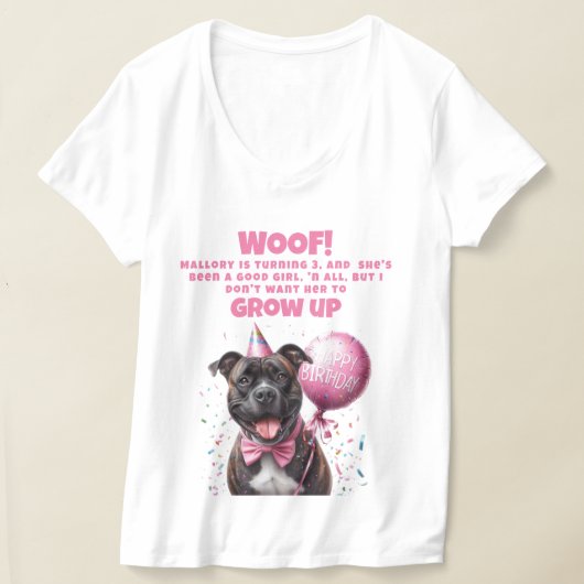 犬おもしろいパーソナライズされた誕生日母 Tシャツ (レイダウン)