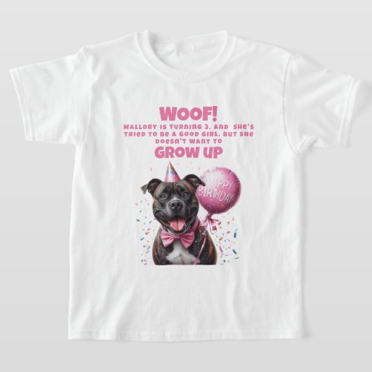 犬おもしろいパーソナライズされた誕生日 Tシャツ (レイダウン)