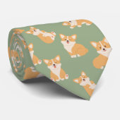 犬おもしろい好きのかわいいウェルシュコーギー柄 ネクタイ (ロール)