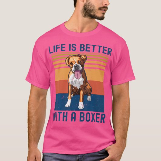 犬おもしろい好きのボクサーの方が人生が好い Tシャツ (正面)