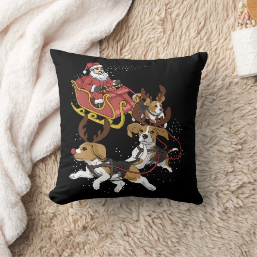 犬おもしろい恋人のためのビーグル犬のクリスマスギフト クッション (ブランケット)
