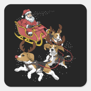 犬おもしろい恋人のためのビーグル犬のクリスマスギフト スクエアシール
