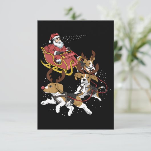 犬おもしろい恋人のためのビーグル犬のクリスマスギフト 出欠カード (スタンド正面)